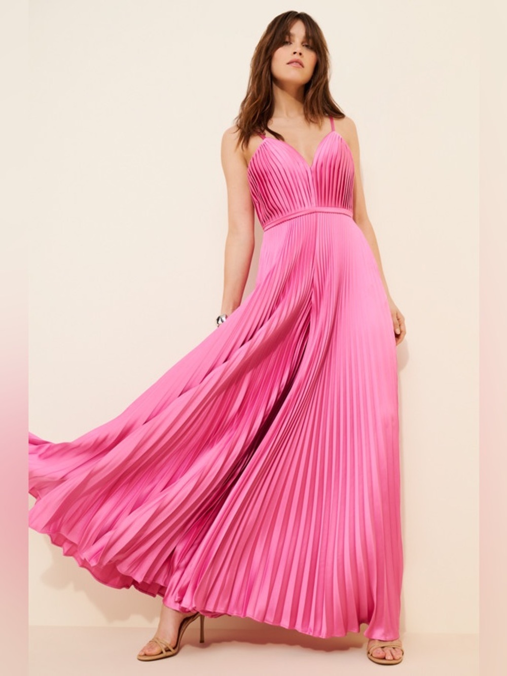 Mac Duggal Pink Pleated Wide Leg Jumpsuit Size 0